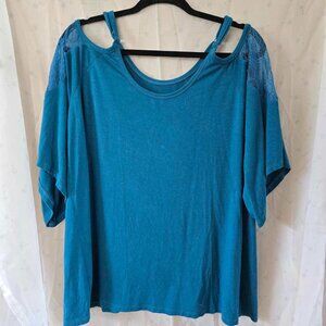 EUC Torrid Teal Cold Shoulder Top